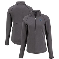 Women's Cutter & Buck Heather Black Tampa Bay Rays Peshastin Eco Fleece Recycled Raglan Half-Zip Top