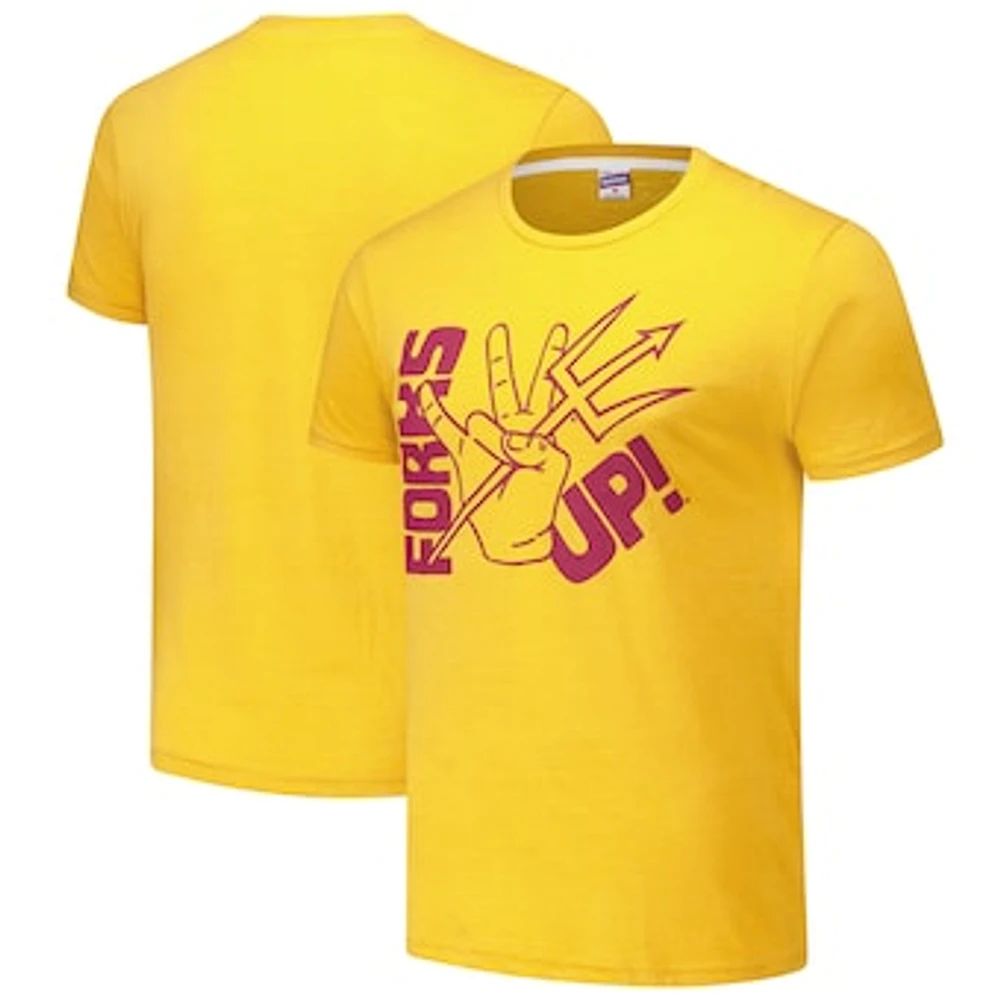 Unisex Charlie Hustle Gold Arizona State Sun Devils Forks Up Tri-Blend T-Shirt