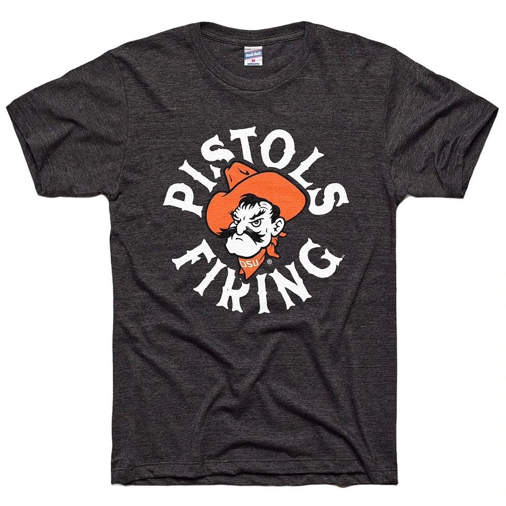 Unisex Charlie Hustle Black Oklahoma State Cowboys Pistols Firing Tri-Blend T-Shirt