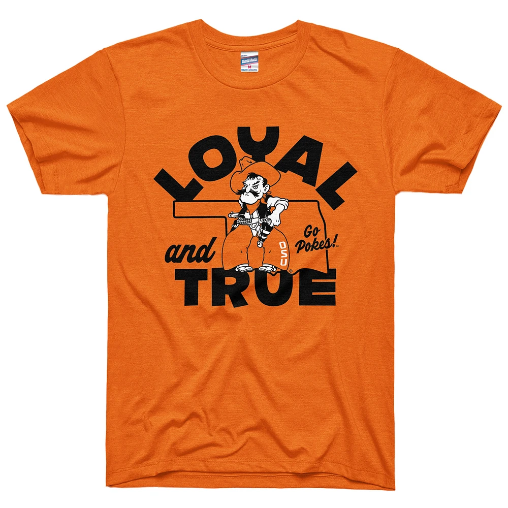 Unisex Charlie Hustle Orange Oklahoma State Cowboys Loyal & True Outline Tri-Blend T-Shirt