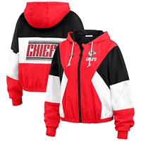 Women's WEAR by Erin Andrews Red/Black Kansas City Chiefs Plus Color Block Full-Zip Windbreaker Jacket