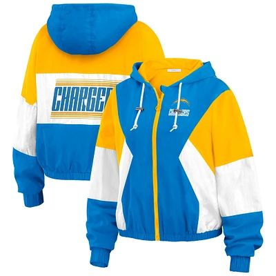 Women's WEAR by Erin Andrews Blue/Gold Los Angeles Chargers Plus Color Block Full-Zip Windbreaker Jacket