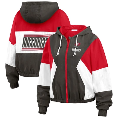 Women's WEAR by Erin Andrews Pewter/Red Tampa Bay Buccaneers Plus Color Block Full-Zip Windbreaker Jacket