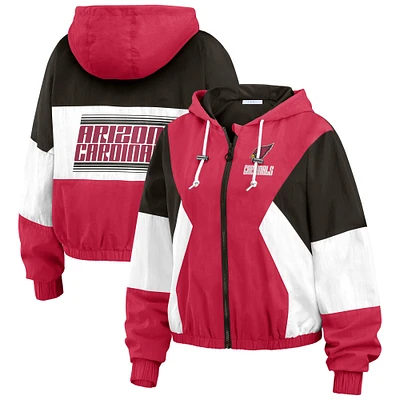 Women's WEAR by Erin Andrews Cardinal/Black Arizona Cardinals Plus Color Block Full-Zip Windbreaker Jacket