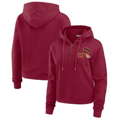 Women's WEAR by Erin Andrews  Burgundy Washington Commanders Plus Waffle Hoodie Pullover Top