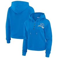 Women's WEAR by Erin Andrews  Blue Los Angeles Chargers Plus Waffle Hoodie Pullover Top