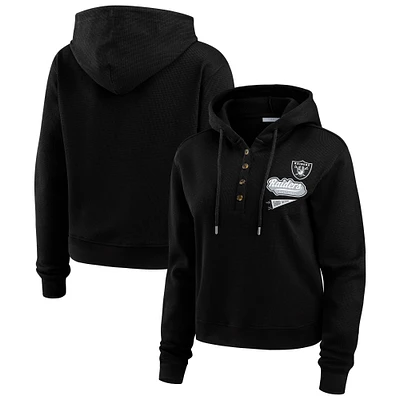 Women's WEAR by Erin Andrews  Black Las Vegas Raiders Plus Waffle Hoodie Pullover Top