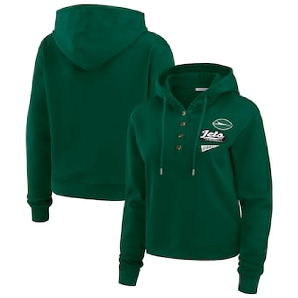 Women's WEAR by Erin Andrews  Green New York Jets Plus Waffle Hoodie Pullover Top