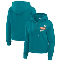 Women's WEAR by Erin Andrews  Aqua Miami Dolphins Plus Waffle Hoodie Pullover Top