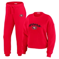 Women's WEAR by Erin Andrews  Cream San Francisco 49ers Plus Size Knitted Tri-Blend Long Sleeve T-Shirt & Pants Lounge Set