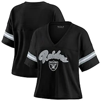 Women's WEAR by Erin Andrews Black/White Las Vegas Raiders Plus Color Block Boxy T-Shirt