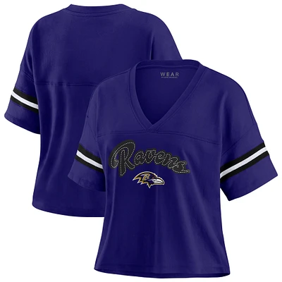 Women's WEAR by Erin Andrews Purple/White Baltimore Ravens Plus Size Color Block Boxy T-Shirt