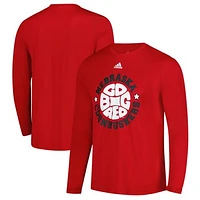 Men's adidas Scarlet Nebraska Huskers  Shooter Long Sleeve T-Shirt