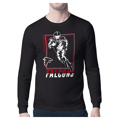 Men's Starter Black Atlanta Falcons Player Grid Graphic Long Sleeve T-Shirt