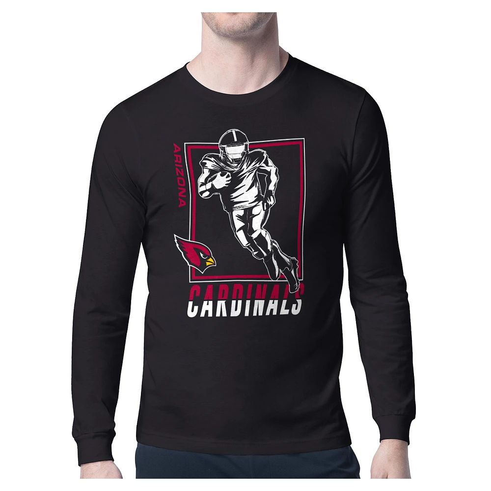 Men's Starter Black Arizona Cardinals Player Grid Graphic Long Sleeve T-Shirt