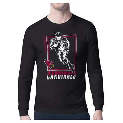 Men's Starter Black Arizona Cardinals Player Grid Graphic Long Sleeve T-Shirt