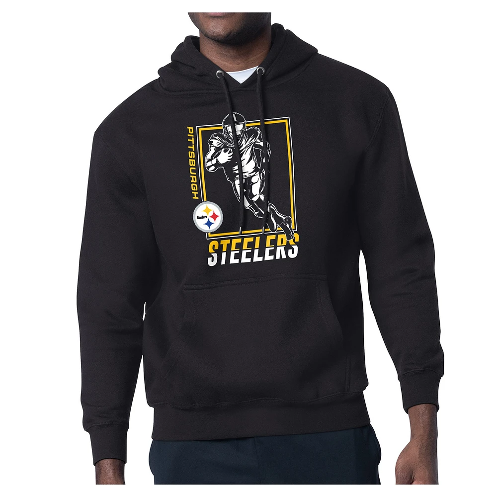 Men's Starter Black Pittsburgh Steelers Player Grid Pullover Hoodie