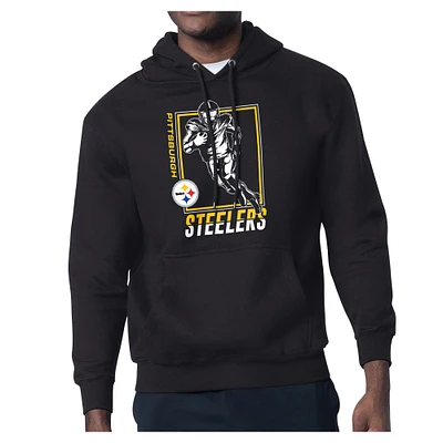 Men's Starter Black Pittsburgh Steelers Player Grid Pullover Hoodie