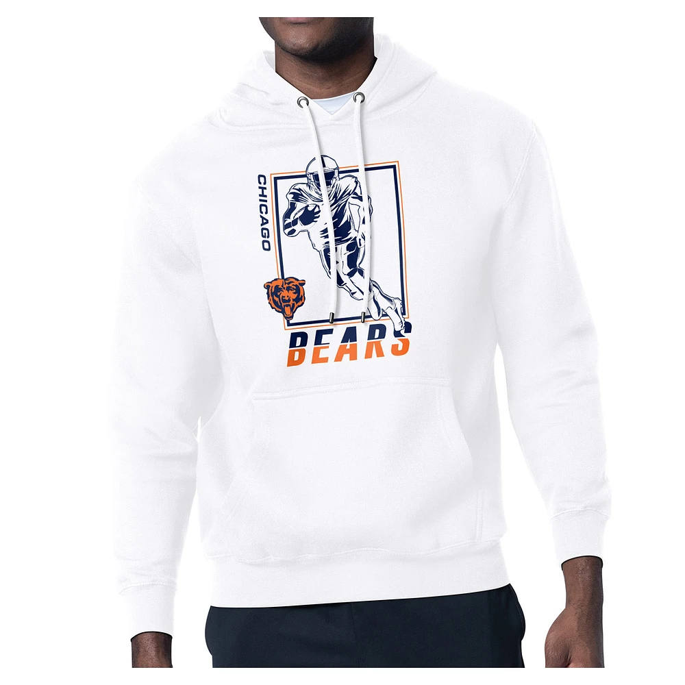 Men's Starter White Chicago Bears Player Grid Pullover Hoodie