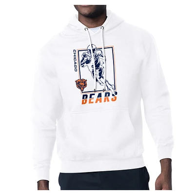 Men's Starter White Chicago Bears Player Grid Pullover Hoodie