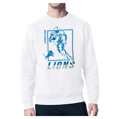 Men's Starter White Detroit Lions Player Grid Pullover Sweatshirt