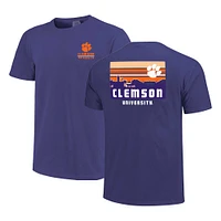 Men's Purple Clemson Tigers Striped Campus Skyline T-Shirt