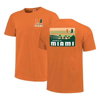 Men's Orange Miami Hurricanes Striped Campus Skyline T-Shirt