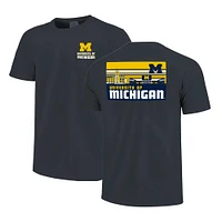 Men's Navy Michigan Wolverines Striped Campus Skyline T-Shirt