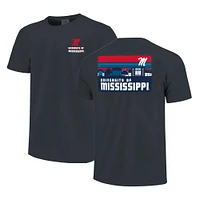 Men's Navy Ole Miss Rebels Striped Campus Skyline T-Shirt