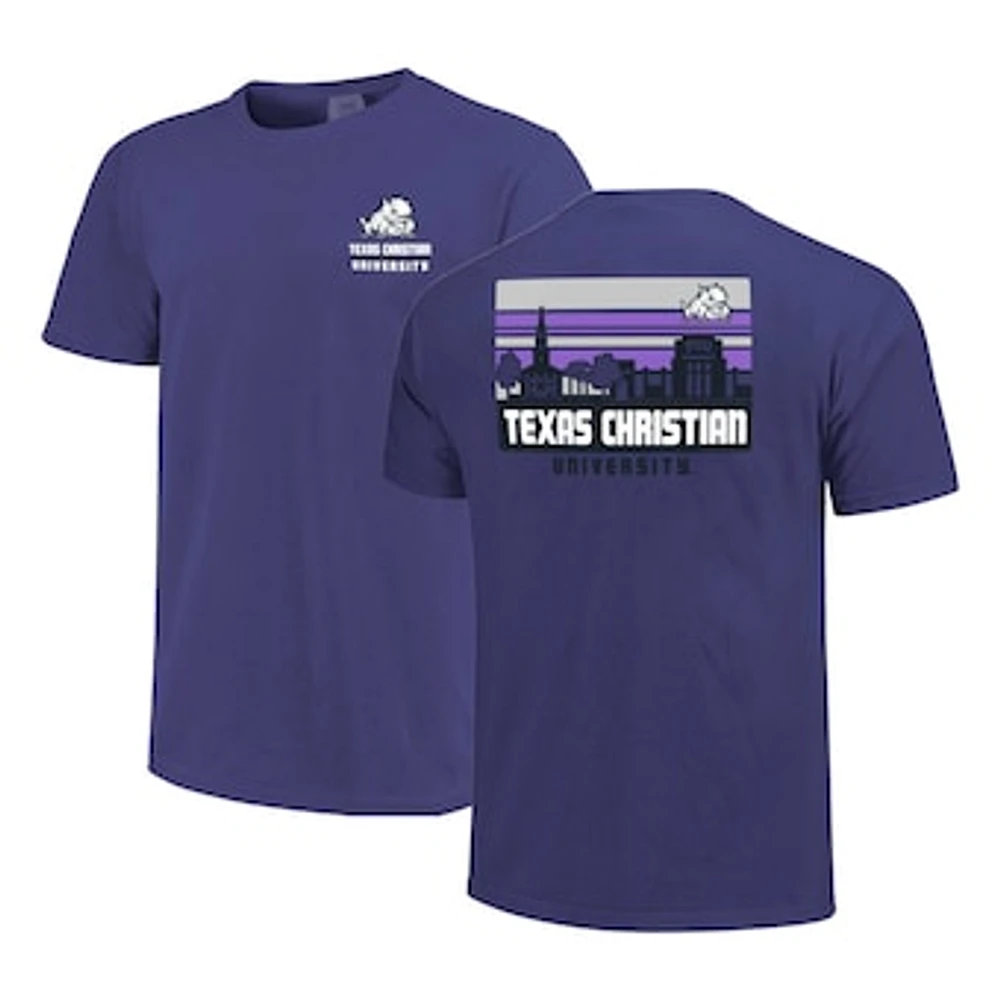 Men's Purple TCU Horned Frogs Striped Campus Skyline T-Shirt