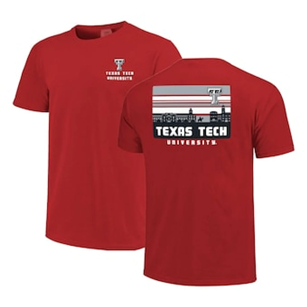 Men's Red Texas Tech Raiders Striped Campus Skyline T-Shirt