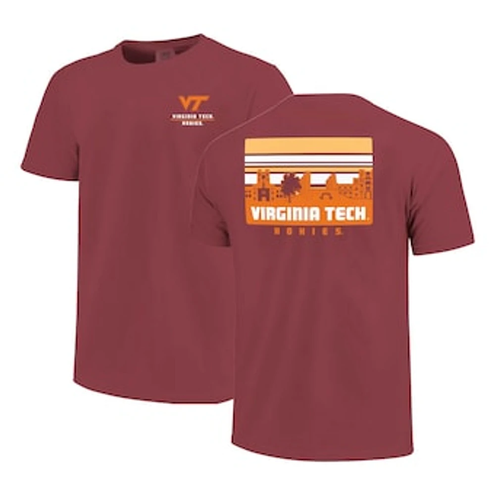 Men's Maroon Virginia Tech Hokies Striped Campus Skyline T-Shirt