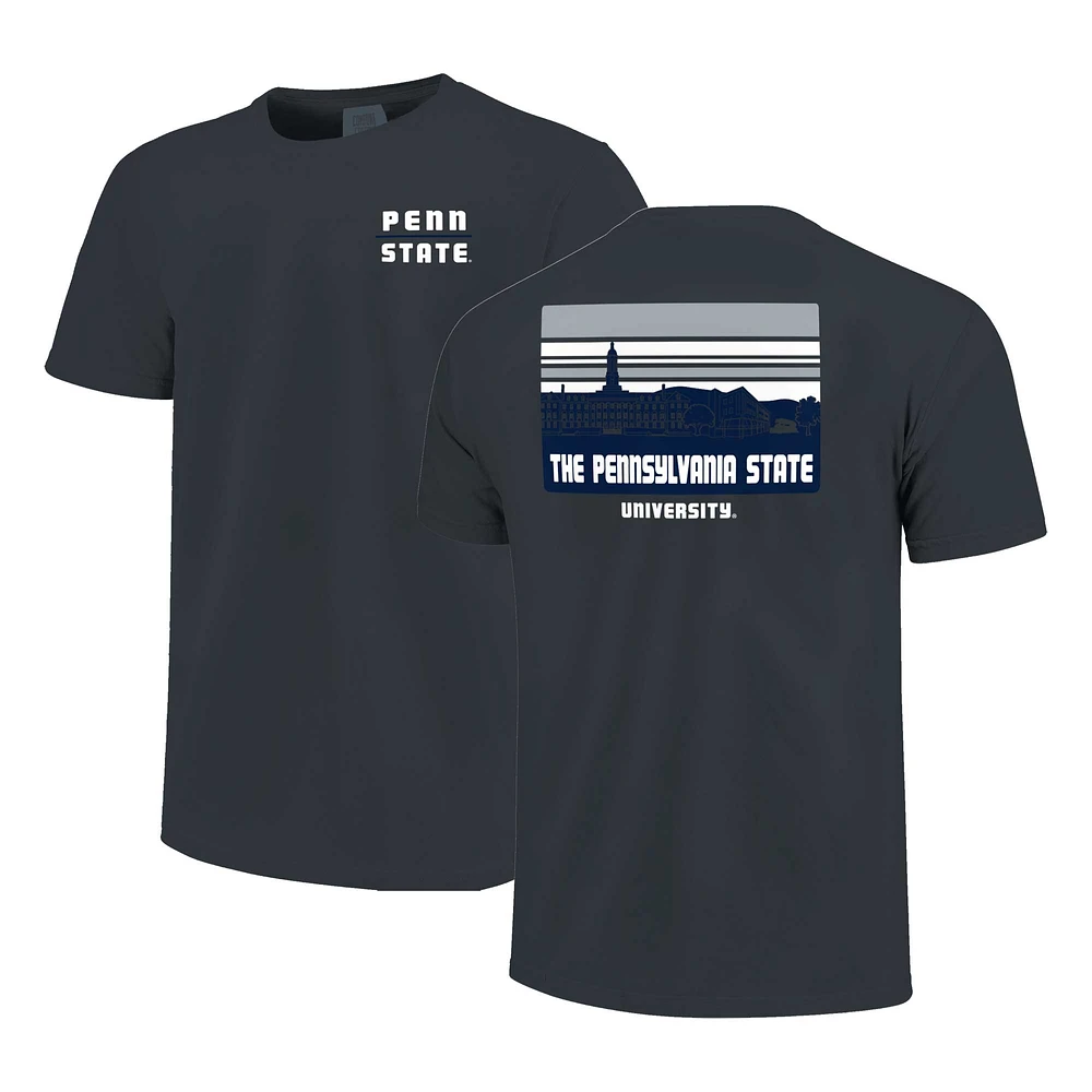 Men's Navy Penn State Nittany Lions Striped Campus Skyline T-Shirt