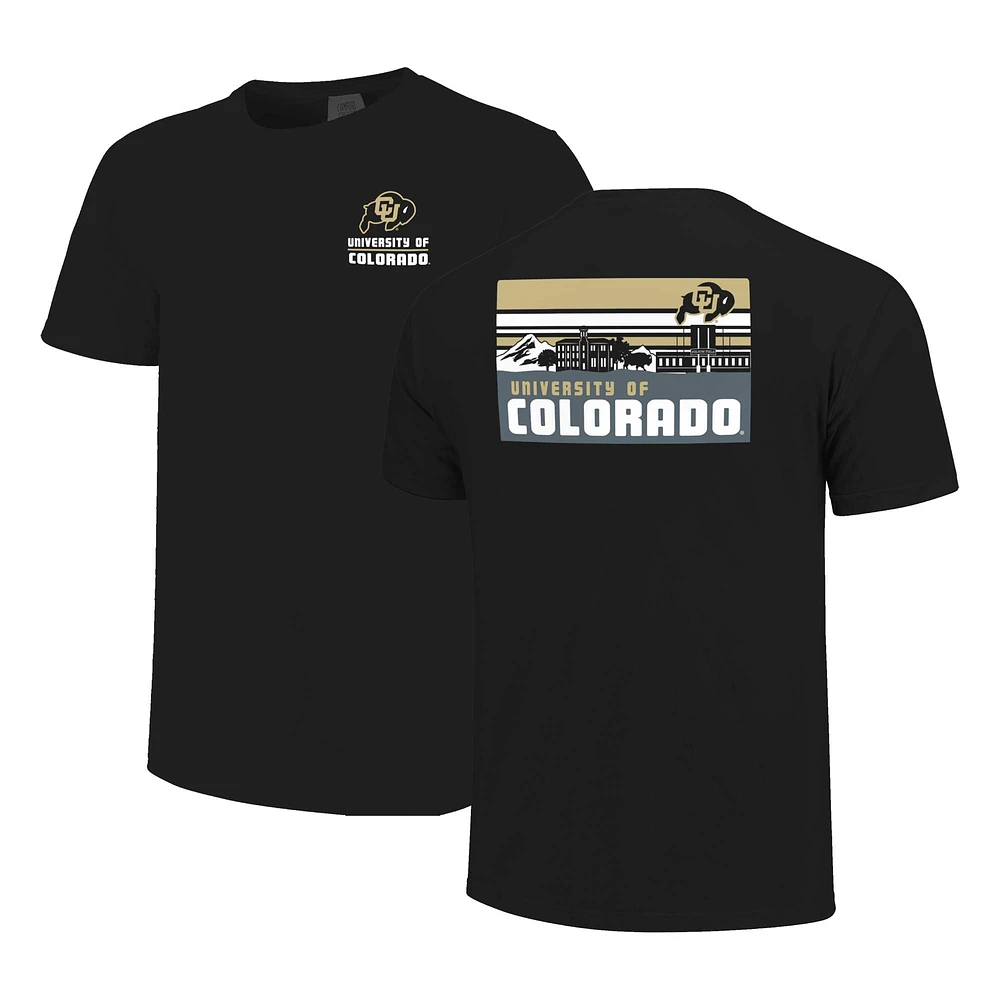 Men's Black Colorado Buffaloes Striped Campus Skyline T-Shirt