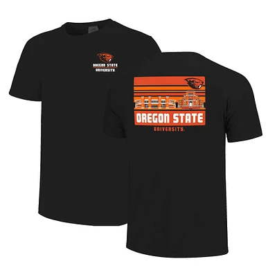 Men's Black Oregon State Beavers Striped Campus Skyline T-Shirt