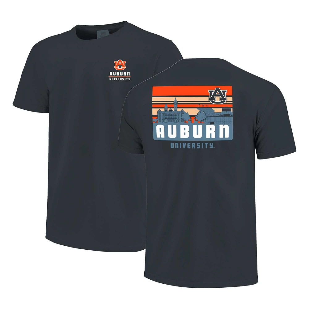 Men's Navy Auburn Tigers Striped Campus Skyline T-Shirt