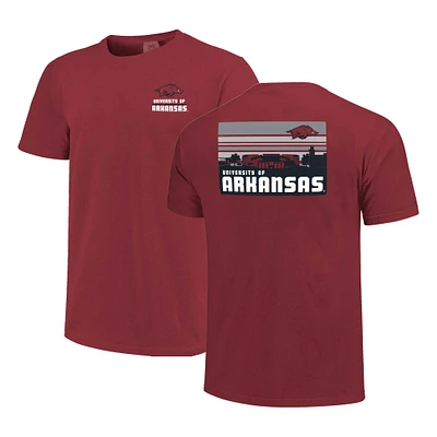 Men's Cardinal Arkansas Razorbacks Striped Campus Skyline T-Shirt