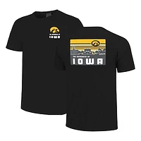 Men's Black Iowa Hawkeyes Striped Campus Skyline T-Shirt