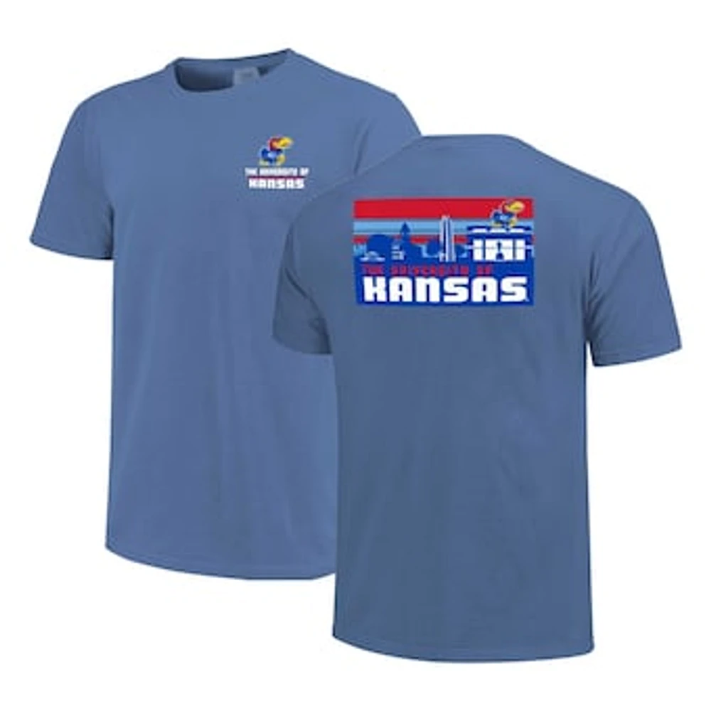 Men's Royal Kansas Jayhawks Striped Campus Skyline T-Shirt