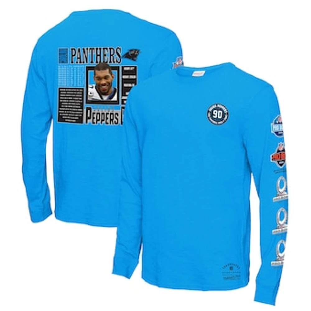 Men's Mitchell & Ness Julius Peppers Blue Carolina Panthers  Pro Bowl Long Sleeve T-Shirt