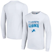 Men's Starter White Detroit Lions Team Name Graphic Long Sleeve T-Shirt