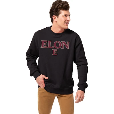 Men's League Collegiate Wear Black Elon Phoenix Essentials 2.0 Fleece Pullover Sweatshirt