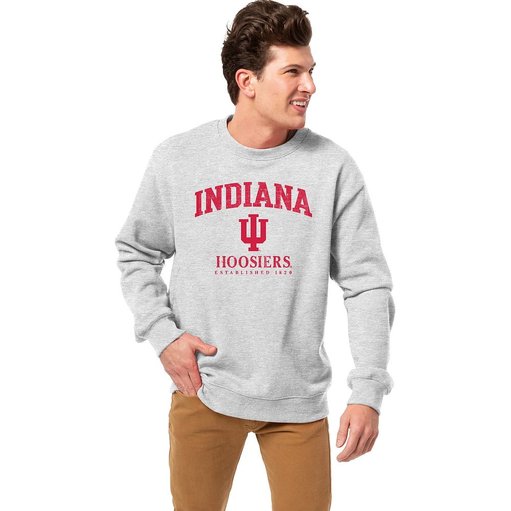 Men's League Collegiate Wear Heather Gray Indiana Hoosiers Essentials 2.0 Fleece Pullover Sweatshirt