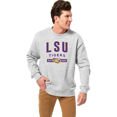 Men's League Collegiate Wear Heather Gray LSU Tigers Essentials 2.0 Fleece Pullover Sweatshirt