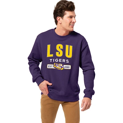 Men's League Collegiate Wear Purple LSU Tigers Essentials 2.0 Fleece Pullover Sweatshirt