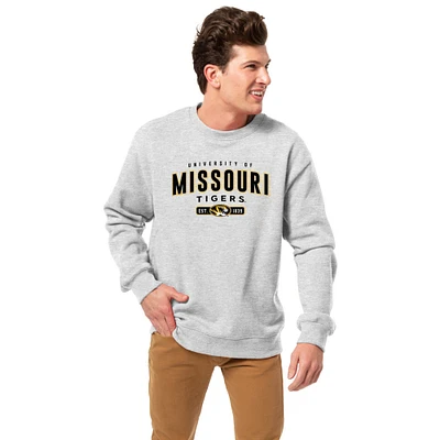 Men's League Collegiate Wear Heather Gray Missouri Tigers Essentials 2.0 Fleece Pullover Sweatshirt