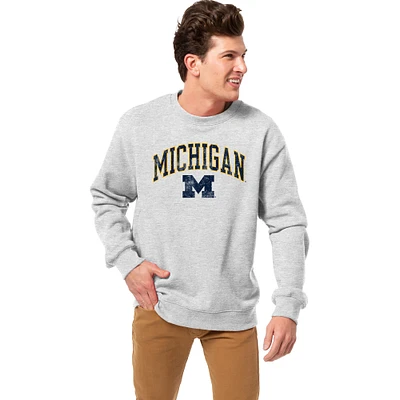 Men's League Collegiate Wear Heather Gray Michigan Wolverines Essentials 2.0 Fleece Pullover Sweatshirt