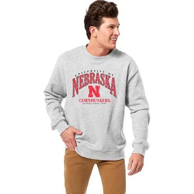 Men's League Collegiate Wear Heather Gray Nebraska Huskers Essentials 2.0 Fleece Pullover Sweatshirt