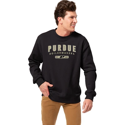 Men's League Collegiate Wear Black Purdue Boilermakers Essentials 2.0 Fleece Pullover Sweatshirt