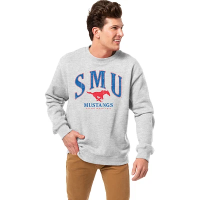 Men's League Collegiate Wear Heather Gray SMU Mustangs Essentials 2.0 Fleece Pullover Sweatshirt